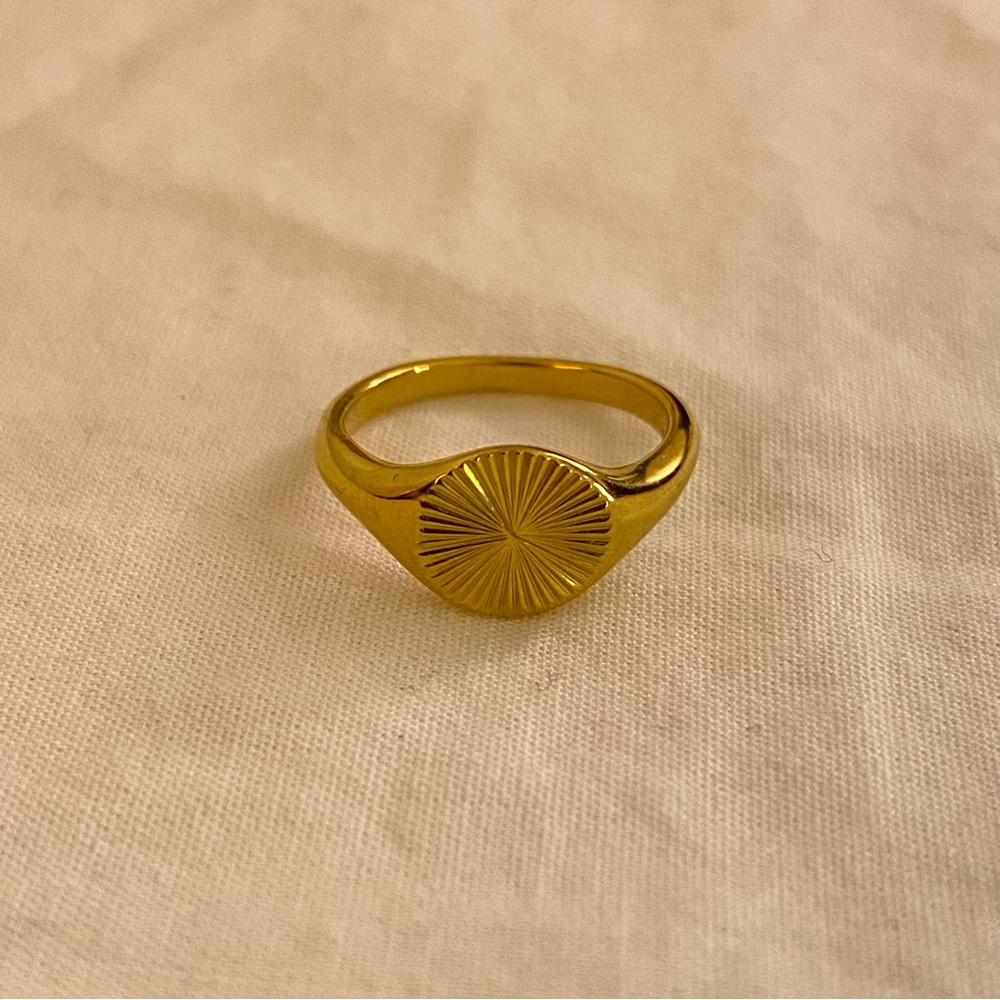 18k Gold Plated Round Signet Ring
